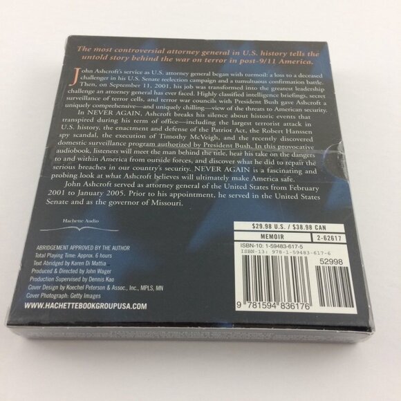 John Ashcroft Audiobook CD Never Again US Attorney General 9/11 American History - Picture 2 of 9